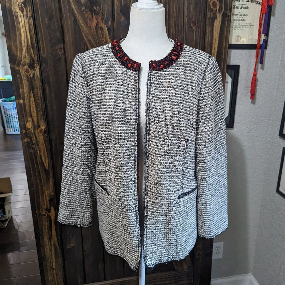Chico's 1 Red Detailed Trim Blazer